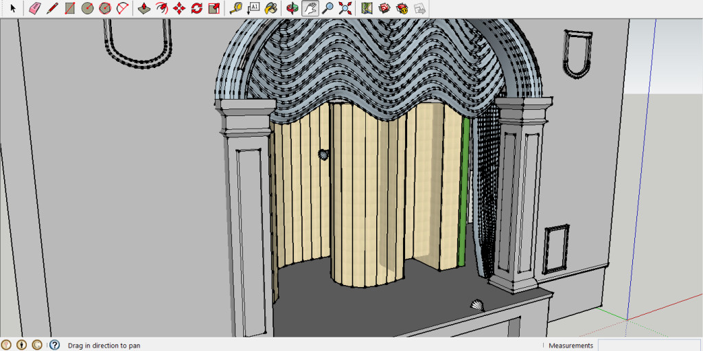 Two lights applied to the Full Hour-Glass 3D model of the Abbey theatre Stage (1) - using Kerkythea Sketchup plug-in